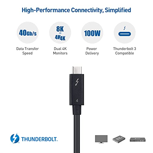ענייני כבלים [Intel Certified] 20GBPS Thunderbolt 3 כבל בשחור תומך בטעינה של 100 וואט ו [Intel Certified] 40GBP